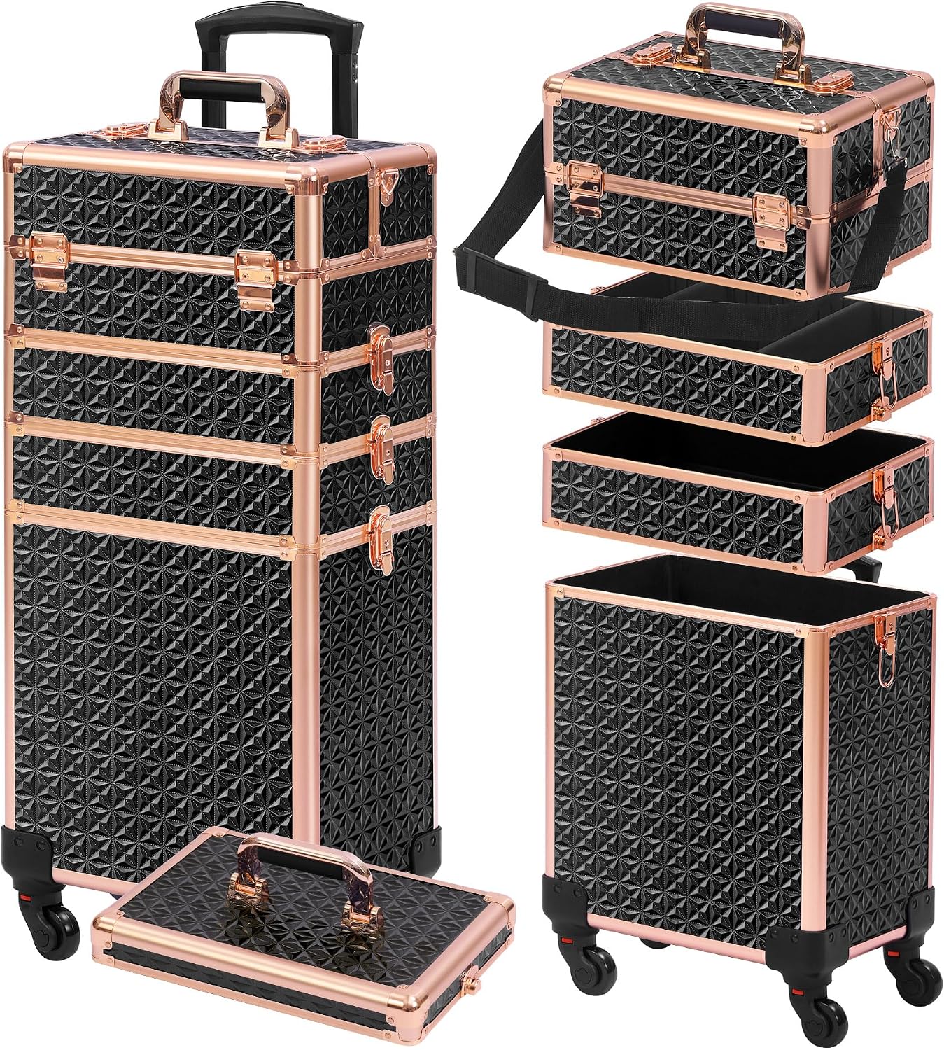Makeup Organizer - Valise de maquillage à roulettes 5-en-1