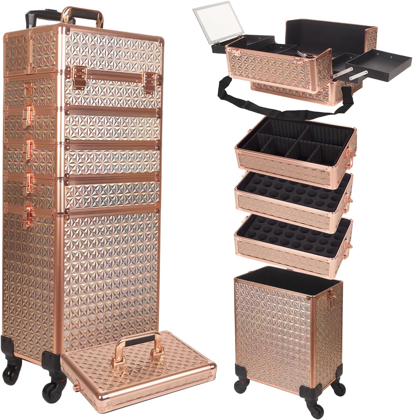 Makeup Organizer - Valise de maquillage professionnelle à roulettes,