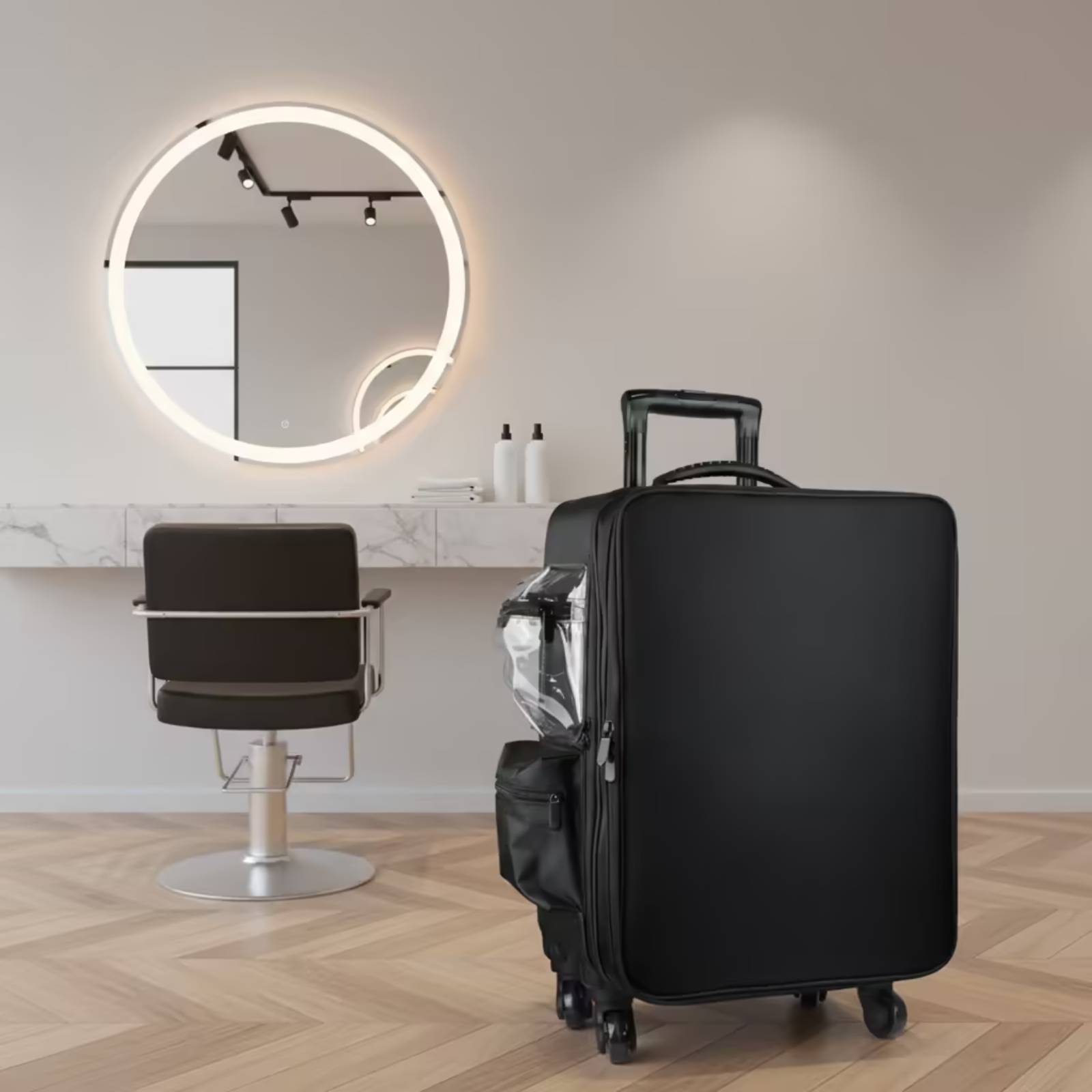 Makeup Organizer - Valise de maquillage à roulettes pivotantes,