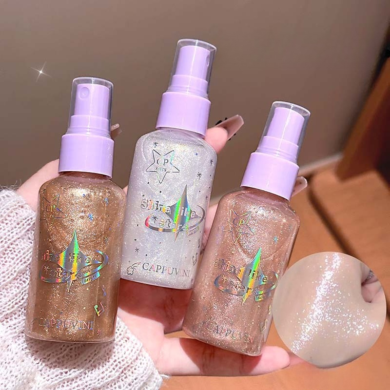 Beauty Makeup Look - Spray corporel scintillant effet diamant fin,